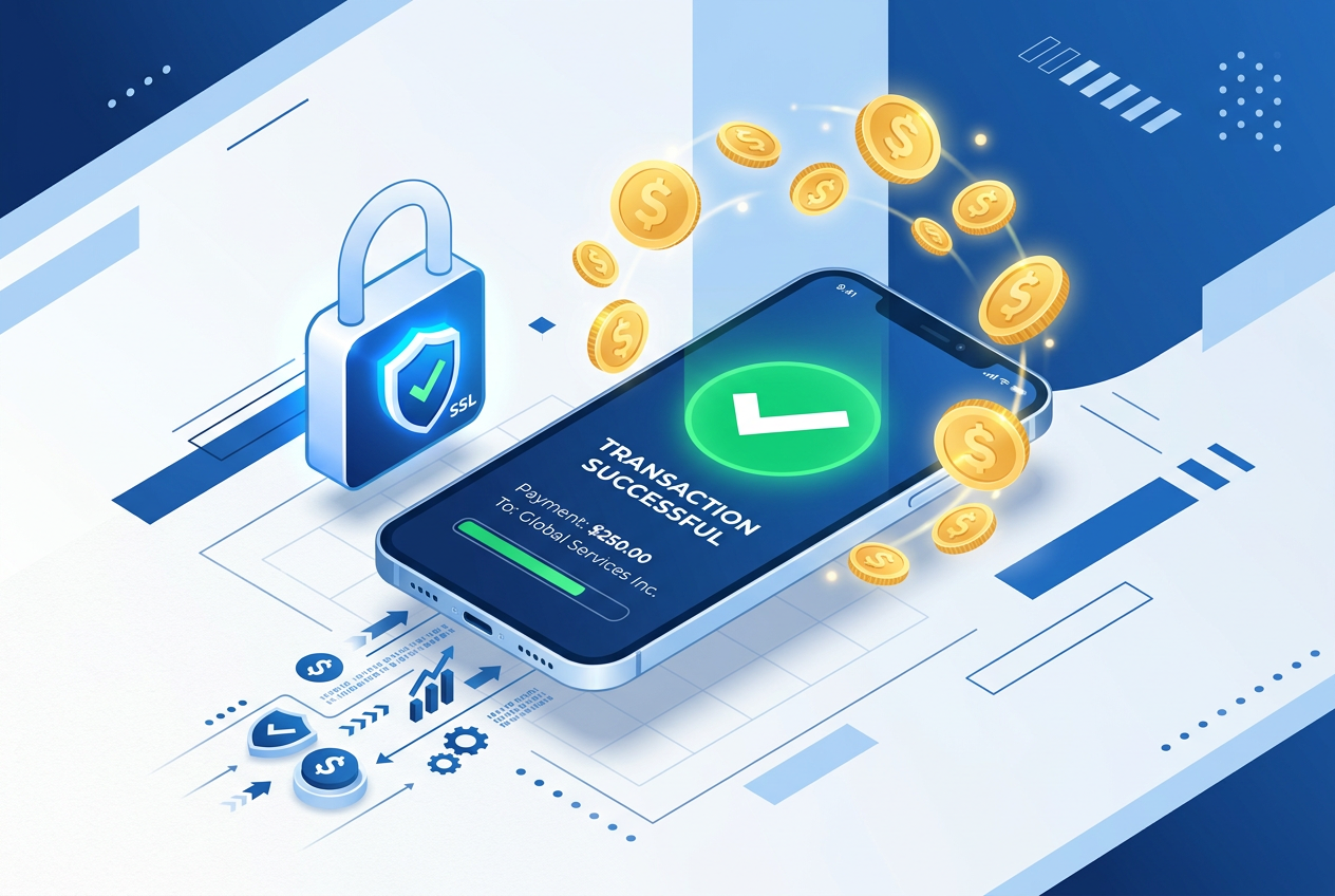 Infografika przedstawiająca proces wpłaty kodem mobilnym w kasynie online