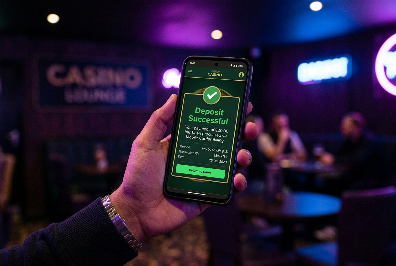 Osoba dokonująca depozytu w kasynie online za pomocą telefonu komórkowego