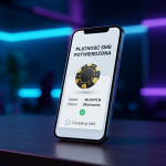 Smartfon z potwierdzeniem płatności SMS w kasynie online na nowoczesnym tle