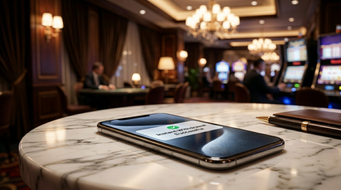 Smartphone showing successful instant withdrawal from an online casino in 2026